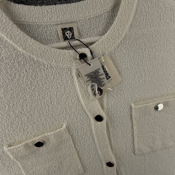 NWT Anne Klein Women Ivory White Cardigan Sweater XL $99 Ladies Buttons Adult - Picture 7 of 15